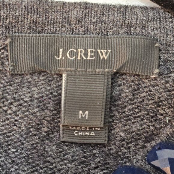 J. Crew Jeweled Starburst Beaded Sweater Medium Gray Wool, Rabbit Hair - Picture 6 of 10